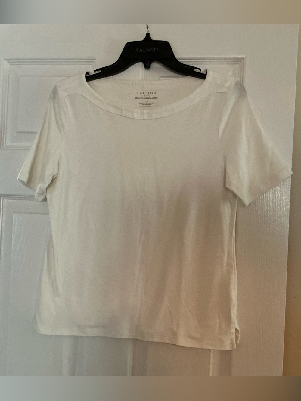 Talbots Cream Short Sleeve Scoop Neck Tee